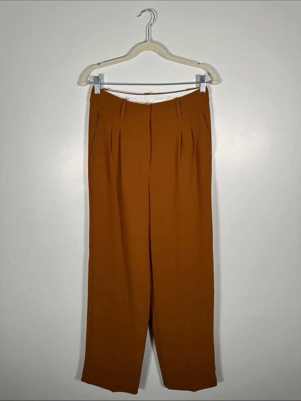 Wilfred Aritzia Rust Wide Leg Pleated Pants Size 4 Chic Tailored Fit High Waist! - Picture 3 of 11